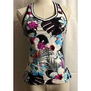 Swimsuit Top by ZeroXposur White Black Teal Fucia Racerback Size X-Small
